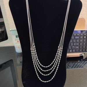 Banana Republic, multilayer, silver necklace